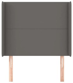 Cabeceira cama c/ abas couro artif. 93x16x118/128 cm cinzento
