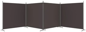 Divisória de quarto com 4 painéis 698x180 cm tecido castanho