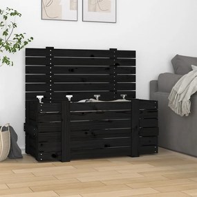 vidaXL Caixa de arrumação 91x40,5x42 cm madeira de pinho maciça preto
