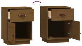 Mesa de cabeceira 40x34x55 cm pinho maciço castanho mel