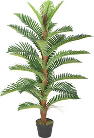 Palmeira artificial de 120 cm com 24 folhas em PEVA, planta decorativa com vaso de plástico, verde