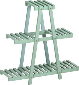 Outsunny Suporte para de Madeira Plantas de 3 Níveis Prateleira Decorativa de Plantas para Interior Exterior 46x26x76cm Verde | Aosom Portugal
