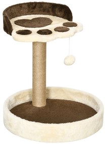Arranhador para Gato com 2 Camas Poste de Juta Brinquedo Pendurado Ø41x44 cm Castanho