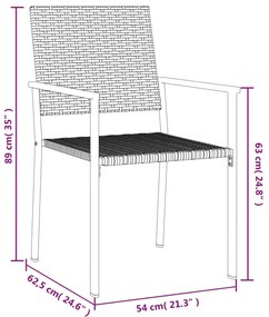 7 pcs conjunto de jantar p/ jardim vime PE e aço