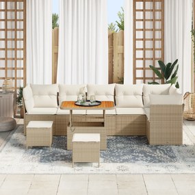 Conjunto de Sofás de Jardim vidaXL para 9 Pessoas com Almofadas Bege R