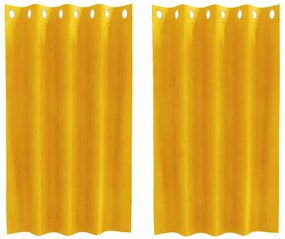 Cortinas Blackout com Ilhós 2 pcs Amarelo Mostarda Veludo