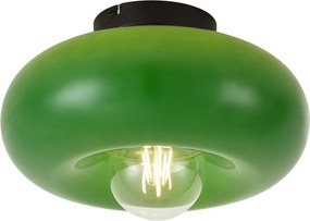 Candeeiro de Teto Retro Preto com Vidro Verde 30cm - Glaze