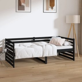 814653 vidaXL Sofá-cama 90x190 cm madeira de pinho maciça preto