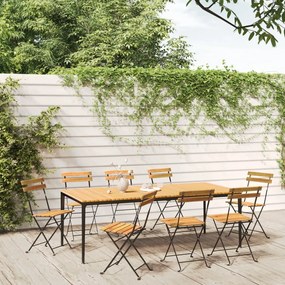 vidaXL Cadeiras de jardim dobráveis 8 pcs aço e madeira acácia maciça
