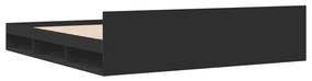 Estrutura de cama c/ gavetas 200x200 cm derivados madeira preto