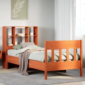 Cama sem colchão 90x200 cm pinho maciço castanho-mel