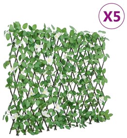 vidaXL Treliça de hera artificial extensível 5 pcs 186x30 cm verde