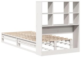 Cama com estante sem colchão 90x200 cm madeira maciça branco