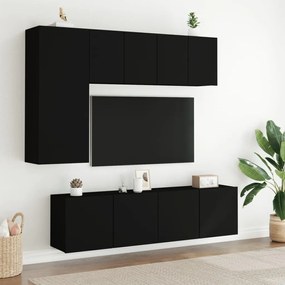 Móveis de parede para TV 2 pcs 60x30x41 cm preto