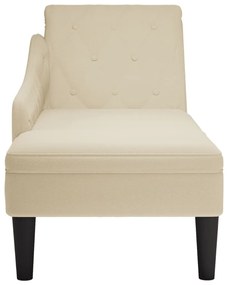 Chaise lounge c/ almofada/apoio de braços direito tecido creme