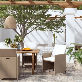 vidaXL Cadeiras de jantar p/ jardim com almofadões 4 pcs vime PE bege