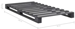 Estrutura de cama em paletes pinho maciço 90x200 cm cinzento