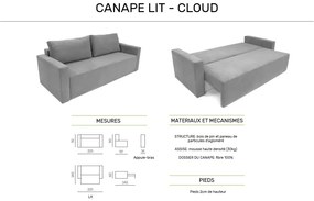 Sofá-cama CLOUD, cinza claro, conversível em cama, baú. Máximo Relaxamento e Conforto - com Sistema Pull-out 225x92x92cm