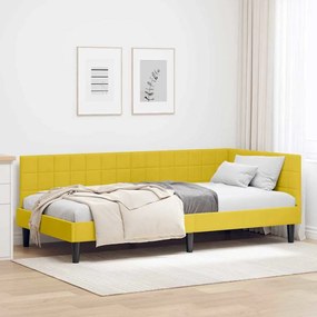 vidaXL Estrutura de Cama de Canto Amarelo 100 cm x 200 cm Veludo