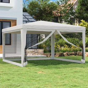 vidaXL Tenda para festas com 4 paredes laterais em rede 4x4 m branco