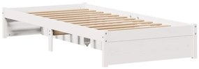 Cama sem colchão 90x200 cm madeira de pinho maciça branco