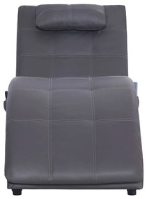 Chaise longue de massagem c/ almofada couro artificial cinzento