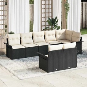 vidaXL Conjunto de Sofás de Jardim de 8 Peças com Almofadas Preto Rattan Polipropileno