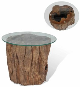 Mesa de centro em teca e vidro 50x40 cm