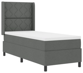 Cama Box Spring vidaXL com Colchão e LED Cinza Escuro 90x190 cm Tecido