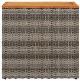 Mesa apoio jardim c/ tampo madeira 58x27,5x55 cm vime PE cinza