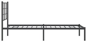 Estrutura de cama metal s/ colchão c/ cabeceira 75x190 cm preto