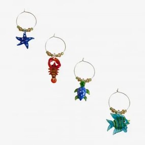 Conjunto De 4 Marcadores De Copos Em Vidro Nexuri Multicolor Classic - Sklum