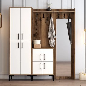 Hall Stand Berlin ABC – Nogueira e Branco – 180x200x35 cm