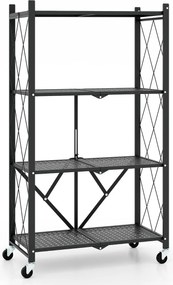 Estante Dobrável de 4 Níveis Renzo – Estrutura Metálica com Rodas, Sis