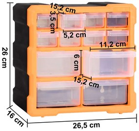 Caixas organizadoras com 12 gavetas 2 pcs 26,5x16x26 cm