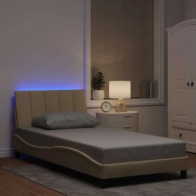 vidaXL Estrutura de cama sem colchão 100x200 cm tecido cor creme