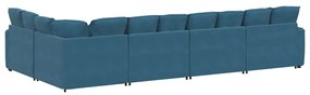 Sofá modular com almofadas veludo azul
