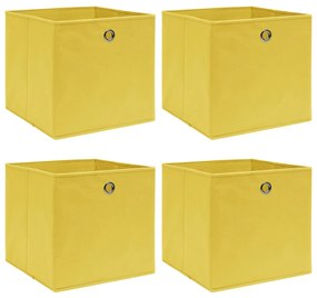 Caixas de arrumação 4 pcs 32x32x32 cm tecido amarelo