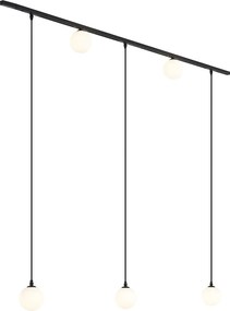 Sistema de iluminação de trilho moderno preto com 2 focos e 3 luzes pendentes monofásico - Slimline Eira