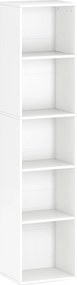 HOMCOM Estante de livros, 5 nichos, prateleiras ajustáveis, madeira, 30 x 24 x 133,5 cm, Branco | Aosom Portugal