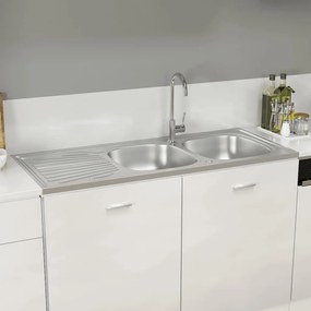 Lava-louça cozinha + cuba dupla aço inox prateado