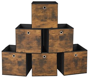 Conjunto de 6 caixas dobráveis para organização com tecido Oxford | SONGMICS | 30 x 30 x 30 cm | preto | RFB102B01.