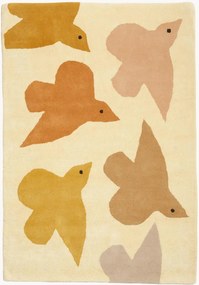 Tapete infantil tufado à mão Birds Ochre, vários tamanhos