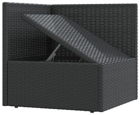 3 pcs conjunto lounge de jardim c/ almofadões vime PE preto