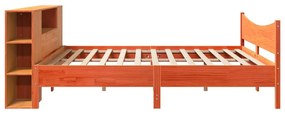Cama sem colchão 200x200 cm pinho maciço castanho-mel