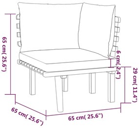 6 pcs conjunto lounge de jardim com almofadões acácia maciça