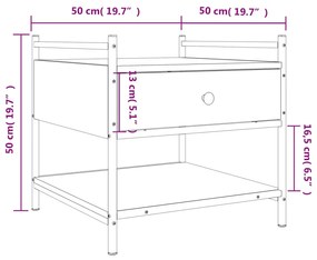 Mesa de centro 50x50x50 cm derivados de madeira cinzento sonoma