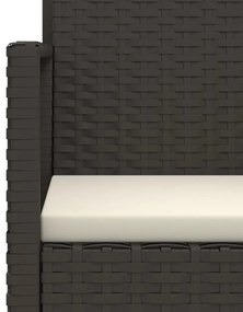 4 pcs conjunto lounge de exterior c/ almofadões vime PE preto