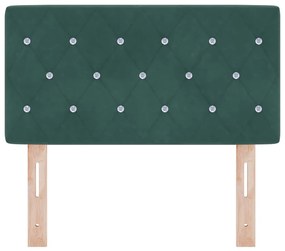 Cabeceira de Veludo Verde Escuro com Botões de Cristal Tufted 80 cm