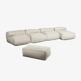 Sofá Chaise Longue Modular De 4 Peças Dojans E Pufe De Jardim Beige Semoline - Sklum